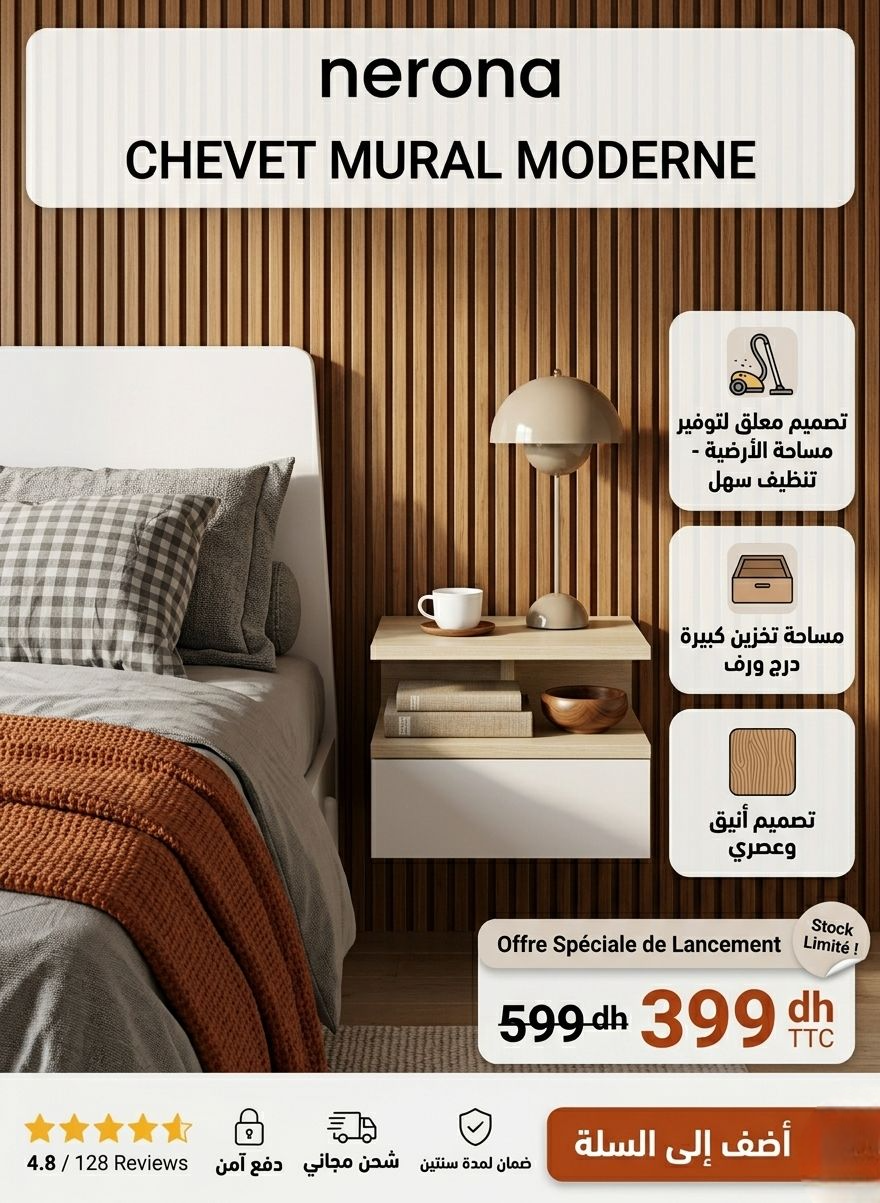 chevet b Chevet mural modrne Nero MDF – Image 1
