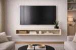 Console de télévision flottante murale - Unité de télévision minimale moderne avec rangement – Image 4