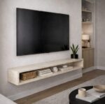 Console de télévision flottante murale - Unité de télévision minimale moderne avec rangement