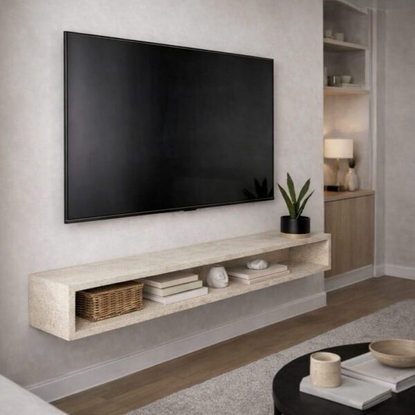 Console de télévision flottante murale - Unité de télévision minimale moderne avec rangement